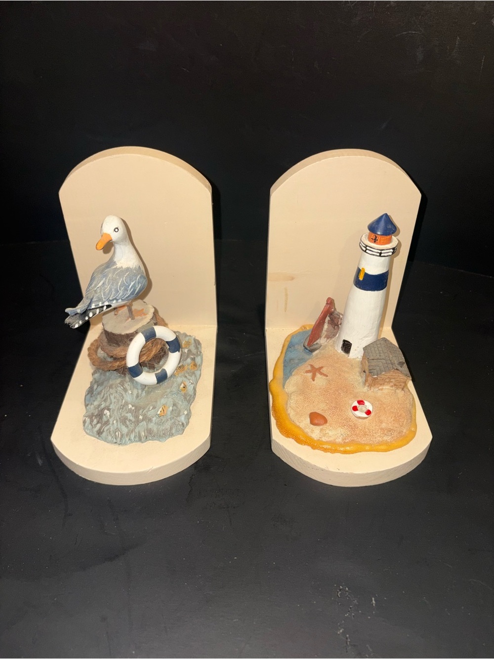 Nautical Lighthouse and Seagull Bookends - Coastal Decor